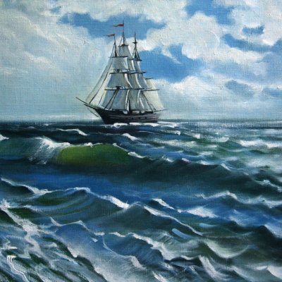Wave, sea and ship