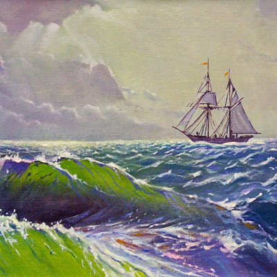 Wave, sea and ship