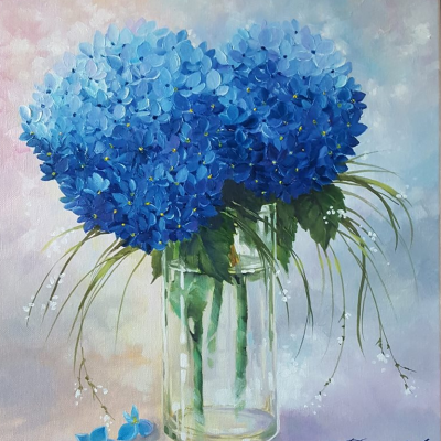 Hydrangeas .Mood color -blue!
