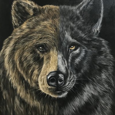 Portrait of a Bear and Wolf (Bear Wolf/Bear-Wolf)