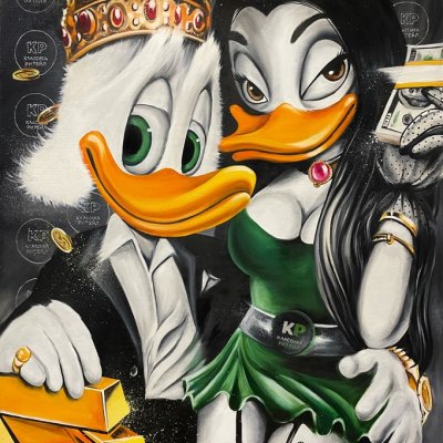 Painting by Scrooge McDuck and Pony with Money