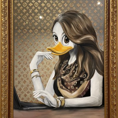 Disney duck painting “Louis Vuitton Duck” Miss Scrooge
