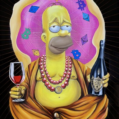 The painting “Homer Simpson with a glass of wine”