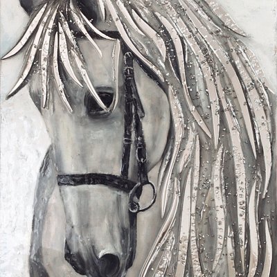 Mirror painting White Horse
