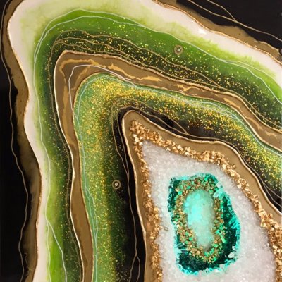 3D geode cut stone emerald