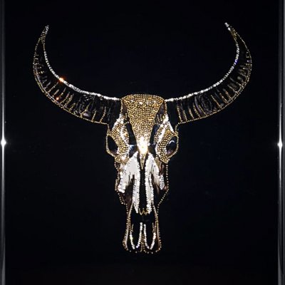 Bull jewelry panel with swarovski rhinestones