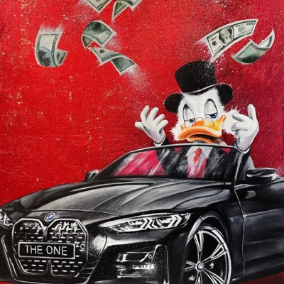 Scrooge McDuck oil painting on BMW