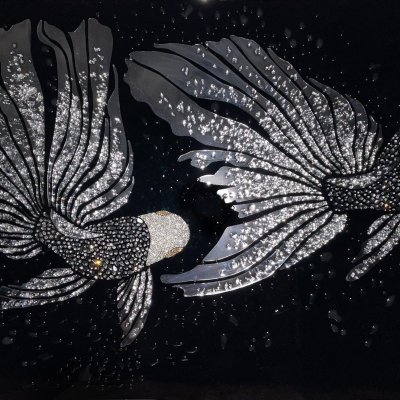 Silver goldfish painting