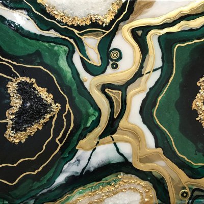 Epoxy Resin Painting “Emerald Cut Stone Geod”