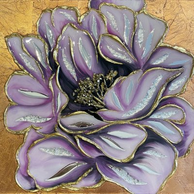 Mirror oil painting “Blueberry peony”