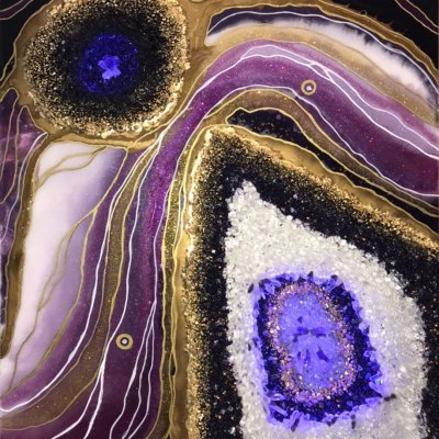 3d painting “Geode Amethyst Stone Slice” by epoxy