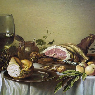 A copy of Peter Claes's painting Breakfast with Ham