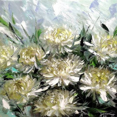Белые хризантемы