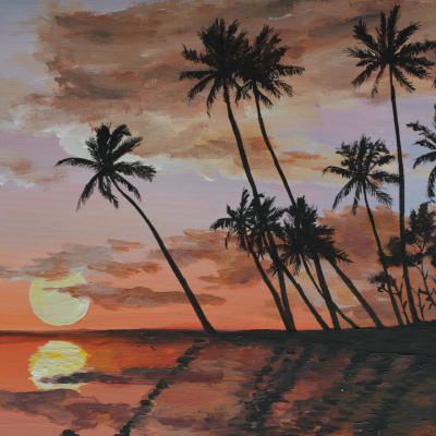 Sunset. Palm trees