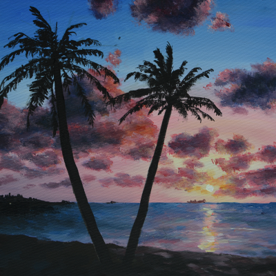 Dawn. Palm trees