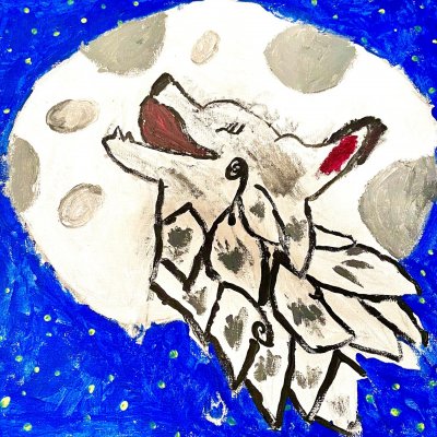 A wolf under the moon