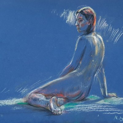 “Nude on a blue background” sketch a4