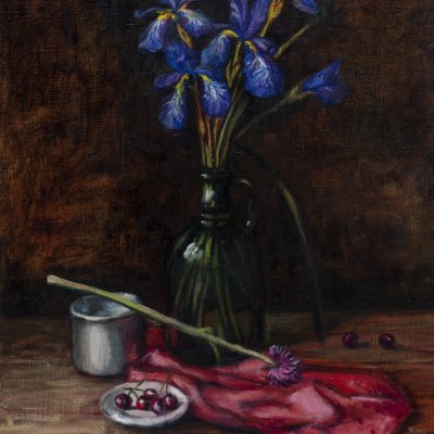 Still life with blue irises