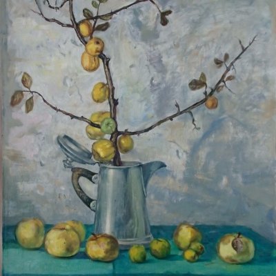 Still life with apples and quince