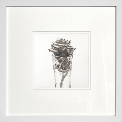 Rose in a faceted Black & White glass. Graphic miniature from the “Floral Miniatures” series