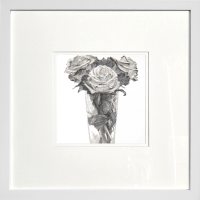 Roses in a faceted glass. Graphic miniature from the “Flower Miniatures” series
