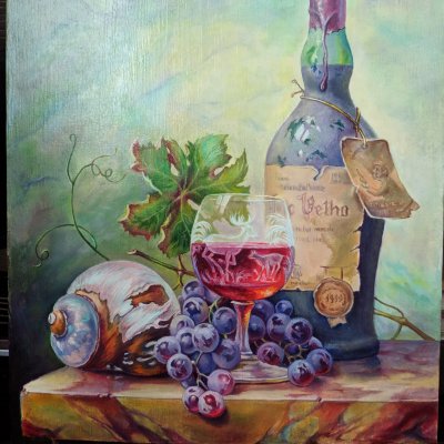 Still life with a dusty bottle of wine (copy), T.Gabor