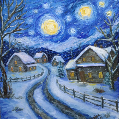 Van Gogh style winter night