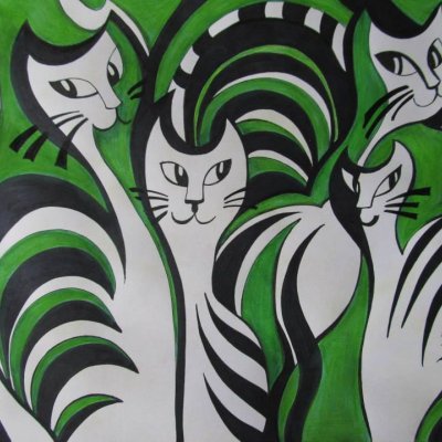 Cats in green