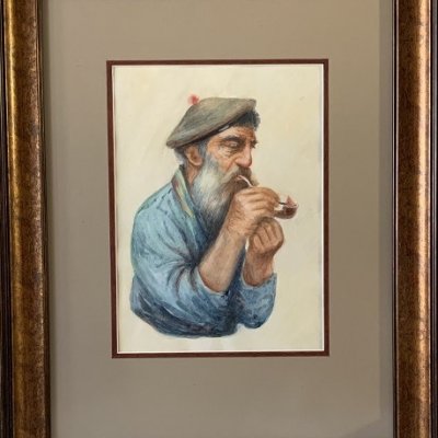 A fisherman with a smoking pipe. Bakst Leon. A copy.