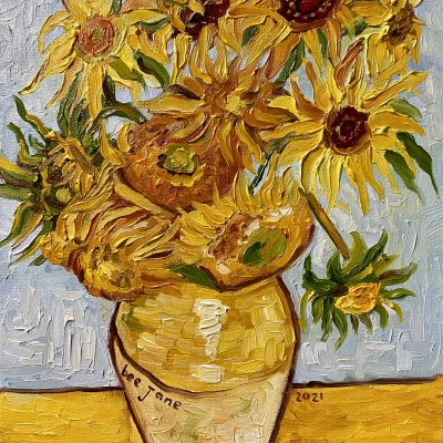 Sunflowers, part 3 of 3, free copy of Van Gogh