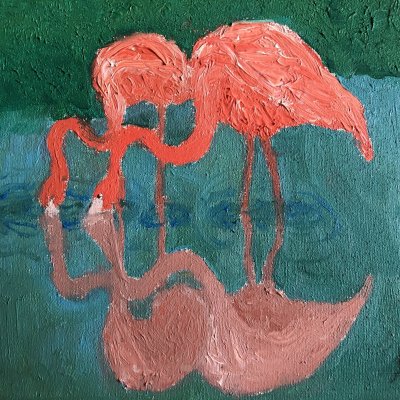 Flamingo on the lake