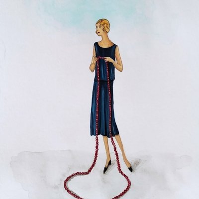The girl with red beads