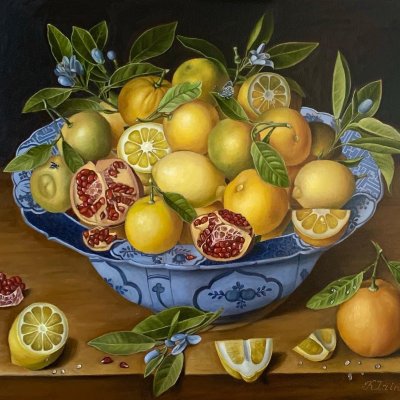 Copy of Jacob van Hülsdonck's painting- Still life with lemons and pomegranates