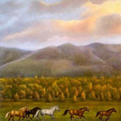 Author's painting with horses