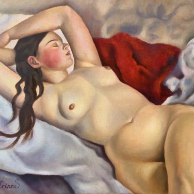 Reclining nude is a copy of the painting by Z. Serebriakova