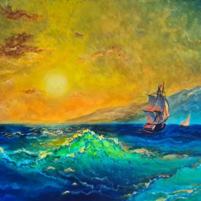 Копия картины Айвазовского ''У крымских берегов''