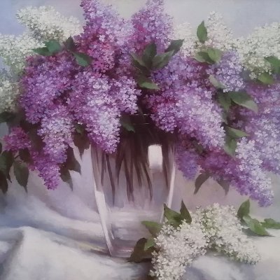 Lilacs in a glass vase