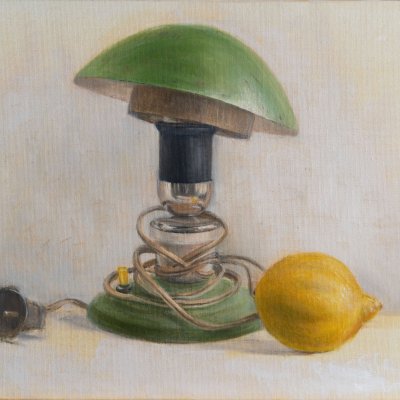 Sketch with a lamp and lemon