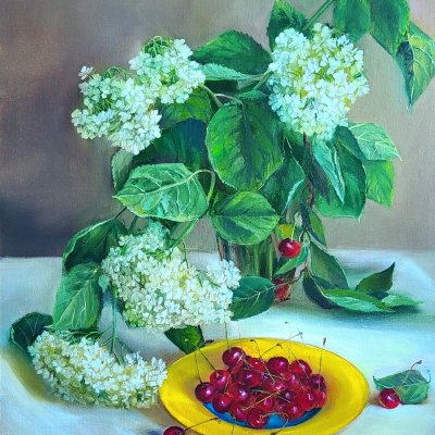 “Hydrangea with cherries”