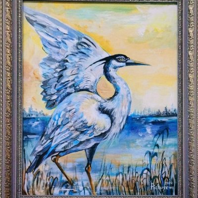 “Heron by the River”