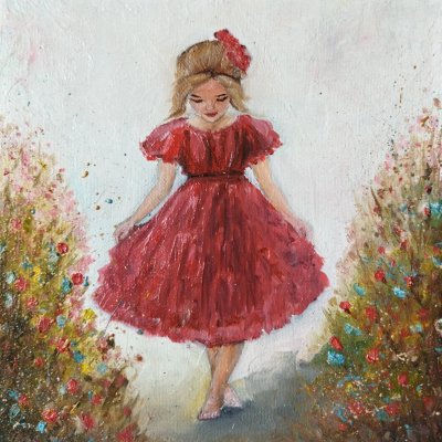 The girl in the red dress