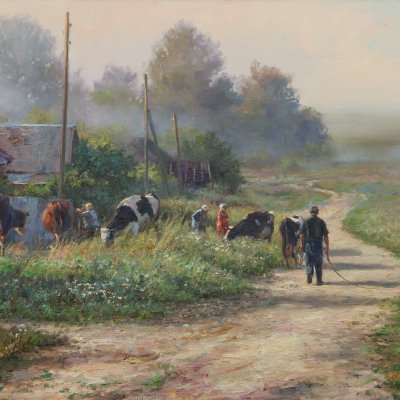 Triptych “Morning in the Village”, painting No. 3 “Village Motive”