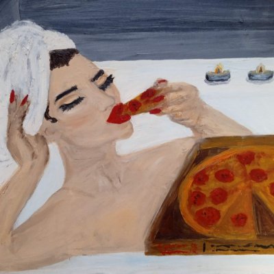 The girl with the pizza