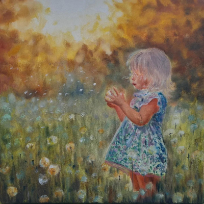 A girl with a dandelion
