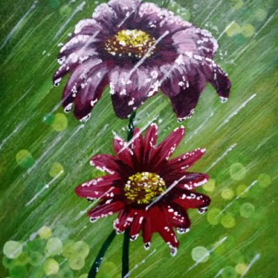 Acrylic painting During the rain