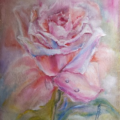 Watercolor rose. Rose oil in watercolor technique.