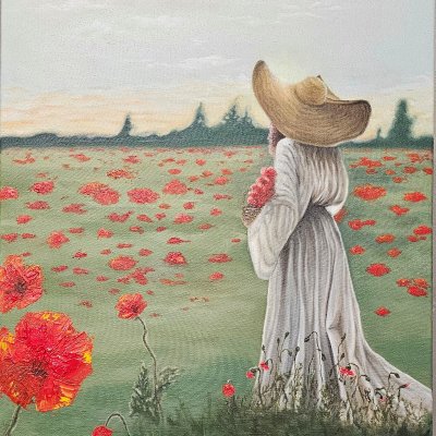 Girl and poppies