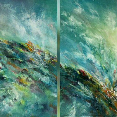 The mystery of the azure planet (diptych)