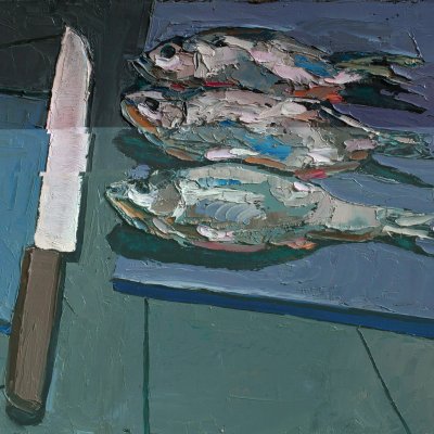 Three fish, knife