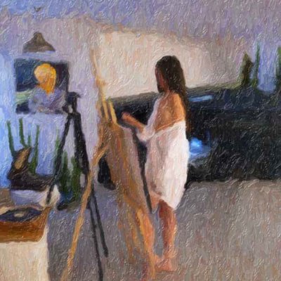 At the easel